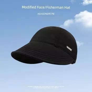 Люси Такой же Стиль Панама Женская Летняя Защита от Солнца Защита от УФ Лучей Стройнящая Лицо Маленькая Весенняя Панама Однотонная Кепка с Козырьком C2038 Gold st thin Sun Hat Black M(56-58cm)