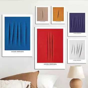 Люсио Фонтана, цветные блоки, царапины, тень, настенная живопись на холсте, постеры на скандинавскую тему и принты, настенные панно для декора гостиной 21cm30cm NoFrame