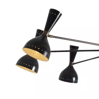 Люстра Diabolo 8-ми рожковая в стиле Stilnovo Modern середины века 1950-х годов, Италия