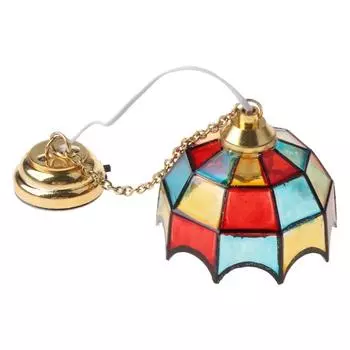 Люстра для кукольного домика со светодиодной подсветкой 1:12 масштабных винтажных лампочек для кукольного домика, работающие от батареек, пластиковая мини-люстра своими руками для аксессуаров разноцветный