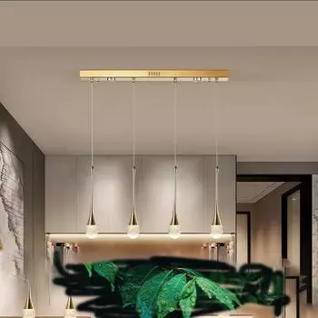 Люстра для столовой, современная светодиодная хрустальная лампа для гостиной, кухни, островной подвесной светильник, креативный черный светильник с каплями воды 1 heads золотой