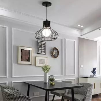 Люстра для столовой, современная, винтажная, индустриальная, ретро, подвесной светильник, металлический, лофт, бар, креативная, потолочная люстра, каркас E27, основание No light bulb чёрный