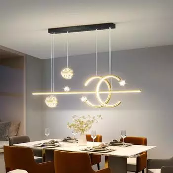 Люстра для столовой, современный минималистский New Star Top Nordic, длинная обеденная лампа, золото, черный, домашнее освещение, подвесные светильники Cold White чёрный