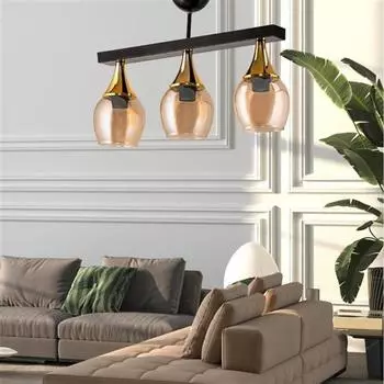 Люстра из 3 частей с сапфировым светом Ufo Honey Glass, черная