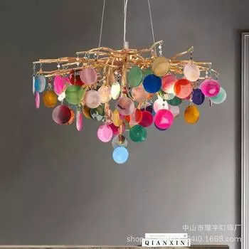 Люстра из агата гостиная столовая спальня магазин отель мода романтика натуральный цвет люстра из агата