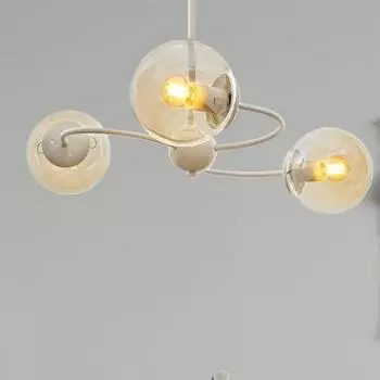 Люстра из белого медового стекла, 3 предмета