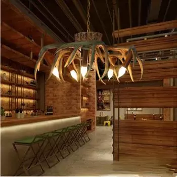 Люстра из рога оленя Ретро Гостиная Столовая Спальня Кабинет Потолочный светильник ceiling model