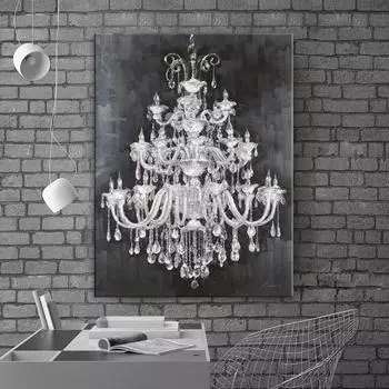 Люстра Настенная Картина Холст: Алмазная люстра на винтажном фоне, холсты для рисования, настенное искусство, готовое к подвешиванию 21*30cm