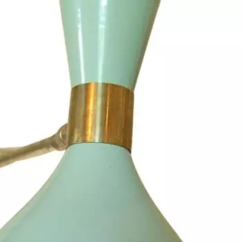 Люстра с тремя рожками, регулируемая, ручной работы, латунь, патинированная в зеленый цвет - середина века