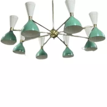 Люстра Sputnik из латуни в стиле Stilnovo на 8 лампочек на 16 ламп - Italian Light - Moder