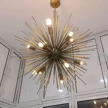 Люстра Sputnik Light в стиле Stilnovo, 12 ламп, латунь, середина века, светильник Sputnik