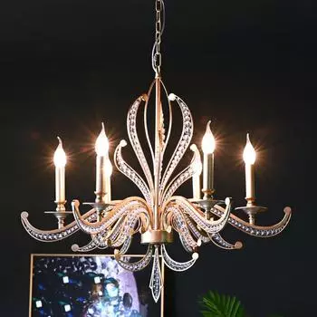 Люстра в деревенском стиле, Гостиная, Столовая, Креативное и индивидуальное освещение, Спальня в стиле ретро, Кабинет, Хрустальные светильники 3 headlights