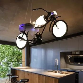 Люстра в индустриальном стиле, креативная персонализированная декоративная люстра для мотоцикла, детской комнаты, столовой, бара