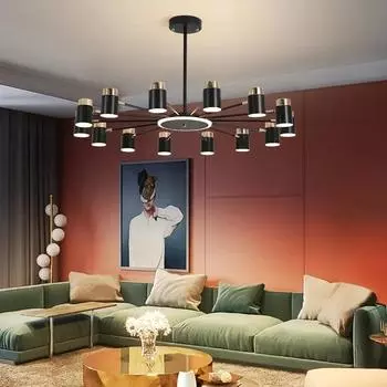 Люстра в скандинавском стиле для гостиной, люстра, простой современный ресторан, спальня, светодиодные лампы, внутреннее освещение, украшение, обеденный стол, освещение Tricolor Changeable