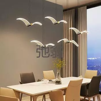 Люстра в стиле ар-деко с изображением чайки и птицы, симпатичное освещение 4000 К для столовой, кухни, спальни, регулируемый подвесной светильник с шнуром Warm White