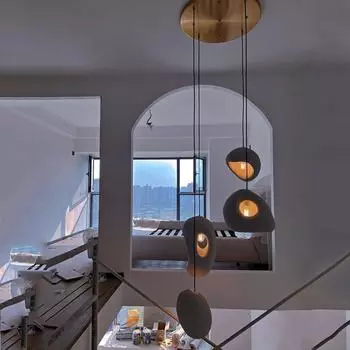 Люстры для лестницы в стиле ваби-саби, креативная лампа, дизайнерская японская люстра, домашний декор, гостиная, дуплекс, внутреннее освещение Cold White