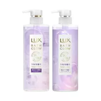 LUX Bath Glow Shampoo Treatment Set 490g each Straight & Shine Waviness Correction Keratin Contains