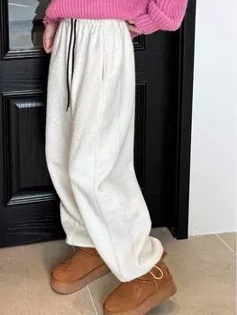 Luxi 2024 осень/зима женские плотные шерстяные повседневные спортивные штаны с подкладкой из овечьей шерсти M (Model Size)