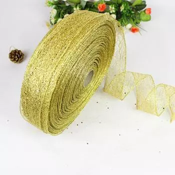 Luxurious 10 Meter Holiday Ribbon With Beautiful Edged Netting For Christmas Decor 10m Gold Ribbon