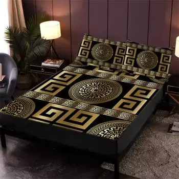 Luxurious European Style 3Pc Sheet & Pillowcase Set - 100% Polyester Breathable Fabric, All-Season, Machine Washable, Digital 90x200cmx25