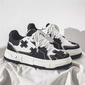 Luxury 2024 New Student Versatile Campus Style Casual Board Shoes Korean Thick Sole Durable Men s Sports Shoes sneakers men 39 белый