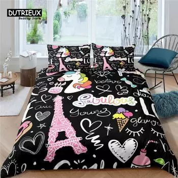 Luxury 3D Cartoon Unicorn Print Home Living Comfortable Duvet Cover Pillowcase Bedding Set Queen and King EU/US/AU/UK Size EU single(135x200cm)