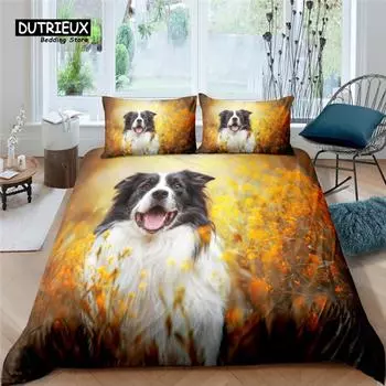 Luxury 3D Cute Dog Print Home Living 2/3Pcs Comfortable Duvet Cover Pillowcase Bedding Set Queen and King EU/US/AU/UK Size EU single(135x200cm)