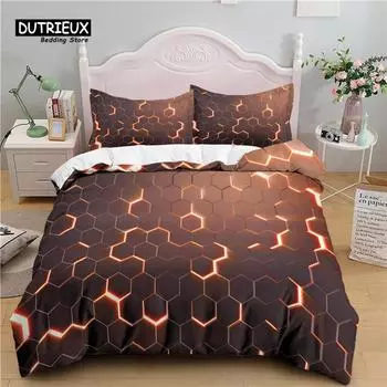 Luxury 3D Golden Geometry Print Home Living Comfortable Duvet Cover Set Pillowcase Bedding Set Queen and King EU/US/AU/UK Size EU single(135x200cm)