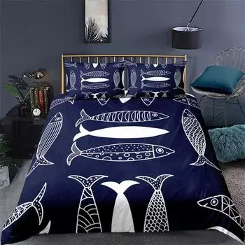 Luxury 3D Lucky Fish Print Home Living Duvet Cover Pillowcase Kids Bedding Set Queen and King EU/US/AU/UK Size US Queen228x228cm