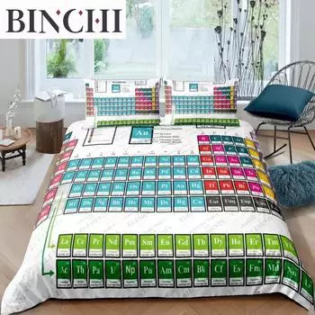 Luxury 3D Periodic Table of Elements Print Home Living Comfortable Duvet Cover Set Bedding Set Queen and King EU/US/AU/UK Size EU single(135x200cm)