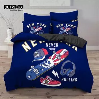 Luxury 3D Skateboard Print Home Living Comfortable Duvet Cover Pillowcase Kid Bedding Set Queen and King EU/US/AU/UK Size EU single(135x200cm)