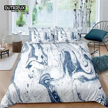 Luxury 3D White Marble Print Home Living Comfortable Duvet Cover Pillowcase Kids Bedding Set Queen and King EU/US/AU/UK Size US Queen(228x228cm)