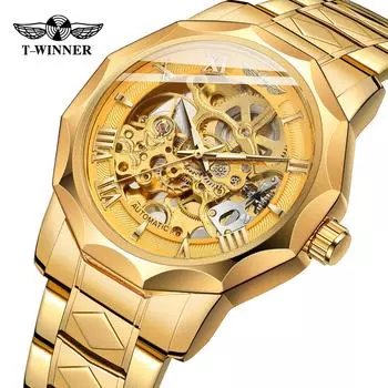 Luxury Automatic Movement Mechanical Man Watch Stainless Steel Skeleton Clock Business Male Wristwatch