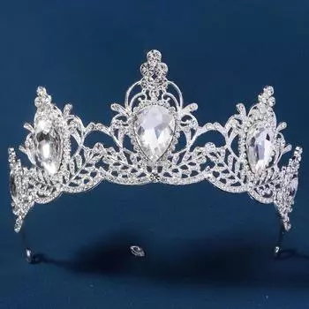 Luxury Baroque Crown Shiny Rhinestone Crown Headband Princess Tiara Wedding золотой