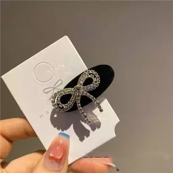Luxury BB clip Rhinestone Velvet Duckbill Clip Sweet Barrettes Korean Style Hairpin Girls Hair Clip C