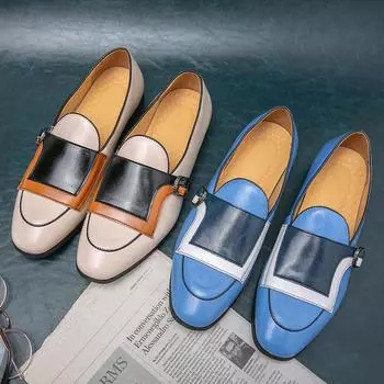 Luxury Blue Elegant Leather Shoes Men Large Size 48 Brand Handmade Men s Loafers Casual Designer Oxfords Men Flats Dress Shoes 38