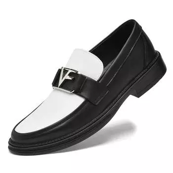 Luxury Brand Men Genuine Leather Shoes Slip On Pointed Toe Mixed Colors Brogues Oxford Mens Dress Shoes Wedding Office Shoes Men 38