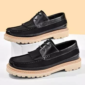 Luxury Brand Men Genuine Leather Shoes Soft Breathable Walking Shoes Handmade Designer Comfy Cowhide Sole Leather Business Shoes 38 чёрный