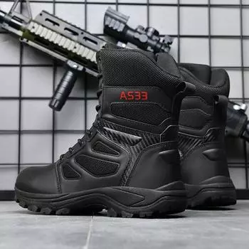 Luxury Brand Men s High Top Shoes Men s Plus Size Classic Outdoor Sewing Boots 2024 Leather Men s New Arrival Motorcycle Boots 39 чёрный