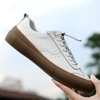 Luxury Brand Mens Causal Shoes High-end Italian Handmade Leather Designer Shoes Black Lace-up Outdoor Sneakers White Men Shoes 38 чёрный