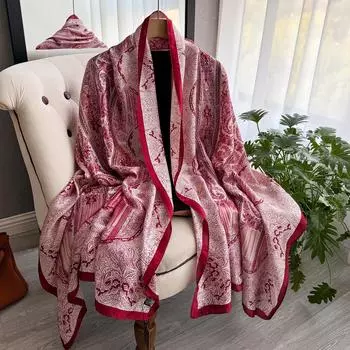 Роскошный брендовый шарф весна-лето женский пляжный солнцезащитный модный праздничный платок китайский качественный шелковый женский популярный принт шарфы хиджаб