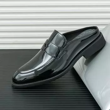 Luxury Brand Trend Green Men s Home Flat Shoes Office Business Casual Shoes Men s Leather Pointed Dress Shoes Free Delivery 38 чёрный