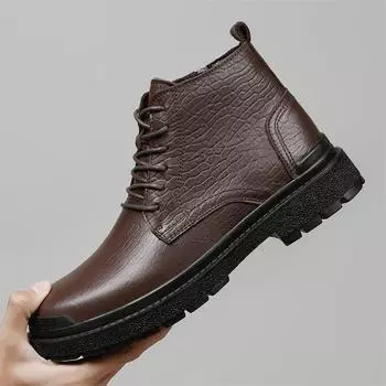 Luxury Brand Vintage Men s Motorcycle Boots Cowhide Leather Ankle Boots High Quality Ankle Warm Plush Fur Winter Shoes Sneakers 38