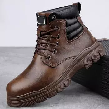 Luxury Brand Warm Platform Boots for Men Autumn Winter Cow Leather Men s High Top Shoes Fashion Male Ankle Boots Motocross Botas 37