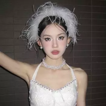 Luxury Bridal Headwear Exquisite Feather Hairband Fashion Wedding Headdress for Girls Style 2