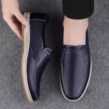Luxury Business Leather Shoes Men Breathable Leather Shoes Man Office Flats Men Top Layer Cowhide Fashion Casual Leather Shoes 38 чёрный