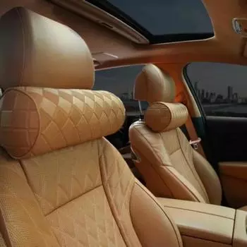 Luxury Car Seat Neck Pillow Headrest Leather Memory Chair Cervical Pillow Breathable Office Headrest Foam Protector Cylindr чёрный