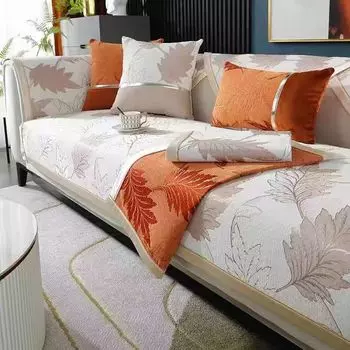 Luxury Chenille Sofa Seat Cushion Cover Furniture Protector for Pets Kids Washable Removable Embroidery Slipcover Sofa Cover 70x70