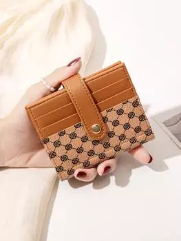 Luxury Classic Folding Wallet Small Lightweight Women s Wallet Retro Print Mini Card Holder Multi-function ID Card Coin Purse