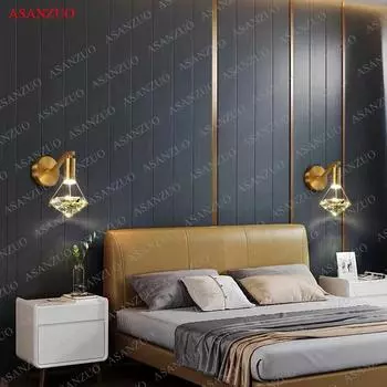 Luxury Crystal Diamond Wall Lamps LED Living Room TV Background wall sconce Kitchen Dining Table Bedside Home Decor Lighting Warm White (2700-3500K)